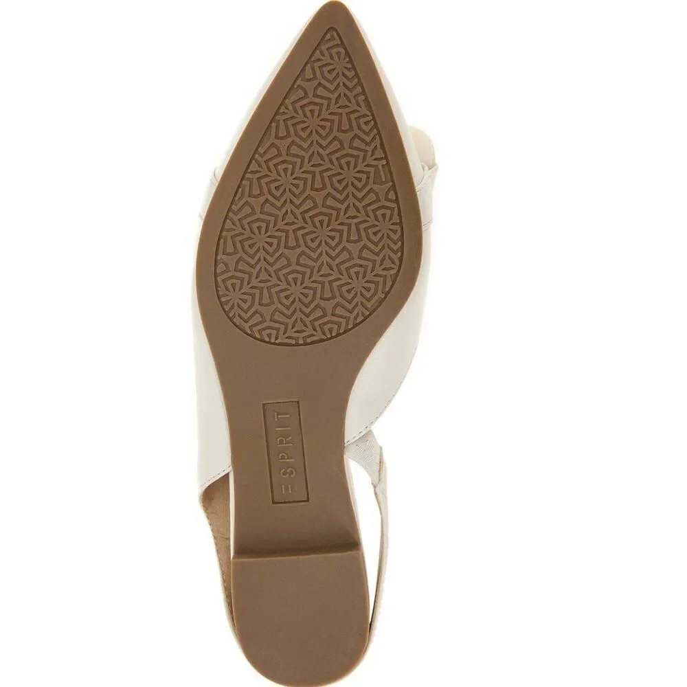 Esprit Patty Women's Slingback Pointed Toe Flat Shoes Beige Size 7.5 $89